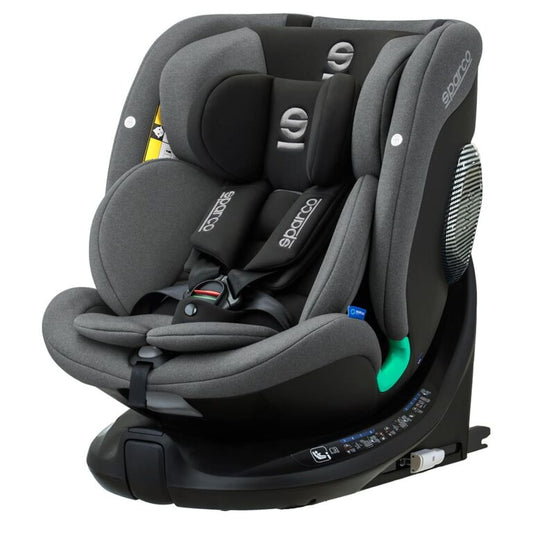 SPARCO obrotowy 360° fotelik samochodowy 40-150 cm I-SIZE ISOFIX SZARY